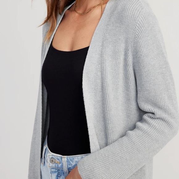 NWT OLD NAVY Textured Long-Line Open-Front Sweater    Heather Gray - Picture 6 of 7